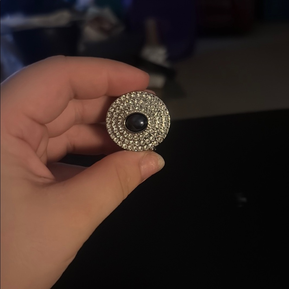 3/$10 Sale!! Elegant Silver and Black Crystal Ring